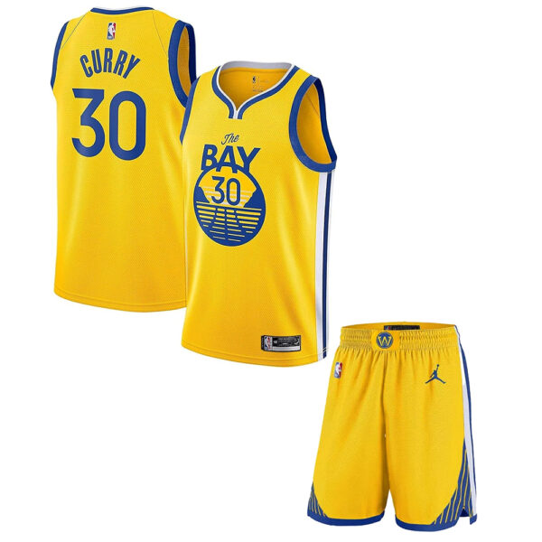 ست تاپ و شلوارک لباس بسکتبال مردانه دخترانه پسرانه گلدن استیت واریرز زرد NBA Golden State Warriors Basketball (کپی)