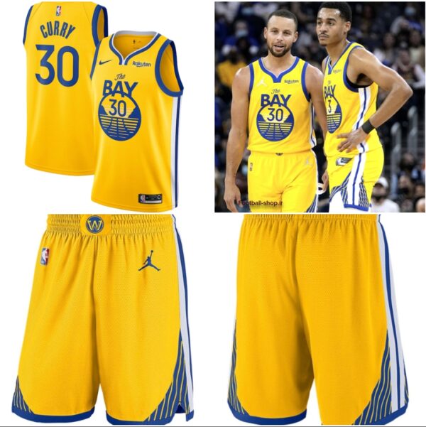 ست تاپ و شلوارک لباس بسکتبال مردانه دخترانه پسرانه گلدن استیت واریرز زرد NBA Golden State Warriors Basketball (کپی)