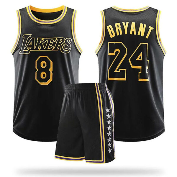 ست تاپ و شلوارک لباس بسکتبال مردانه دخترانه پسرانه لس آنجلس لیکرز مشکی Los Angeles Lakers