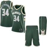 ست تاپ و شلوارک لباس بسکتبال مردانه دخترانه پسرانه میلواکی باکس سبز NBA Milwaukee Bucks Basketball