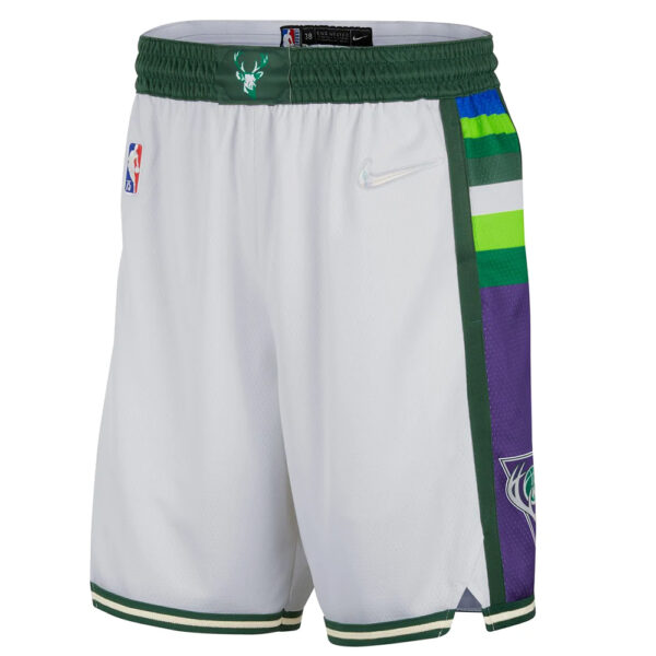 ست تاپ و شلوارک لباس بسکتبال مردانه دخترانه پسرانه میلواکی باکس سفید NBA Milwaukee Bucks Basketball