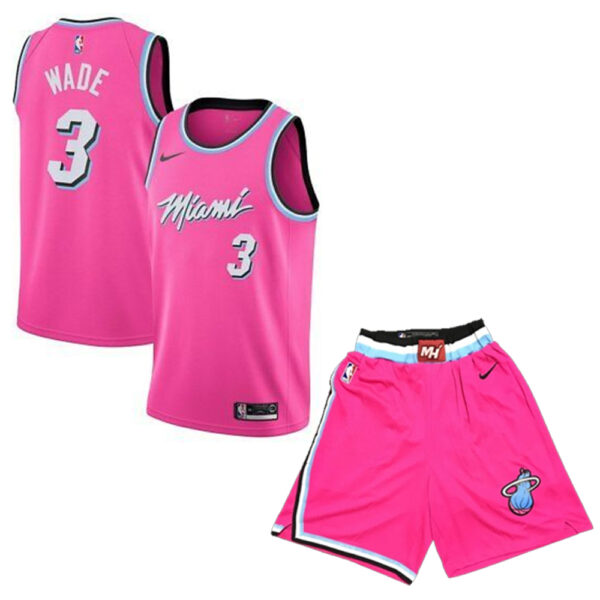 ست تاپ و شلوارک لباس بسکتبال مردانه دخترانه پسرانه میامی هیت سرخابی NBA Miami Heat Basketball