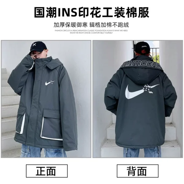 کاپشن مردانه زنانه اورجینال نایک کلاه دار ضخیم خارجی Nike Mamochci - Image 6