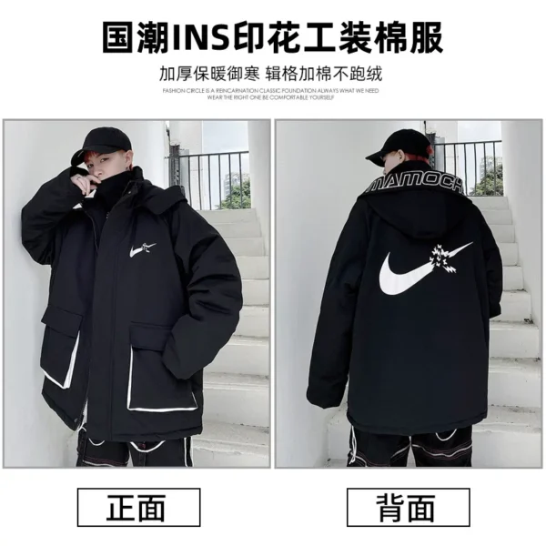 کاپشن مردانه زنانه اورجینال نایک کلاه دار ضخیم خارجی Nike Mamochci - Image 5